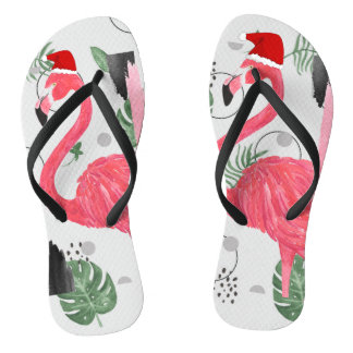 Flamingo Santa, Weihnachten im Juli, Weihnachtsman Flip Flops