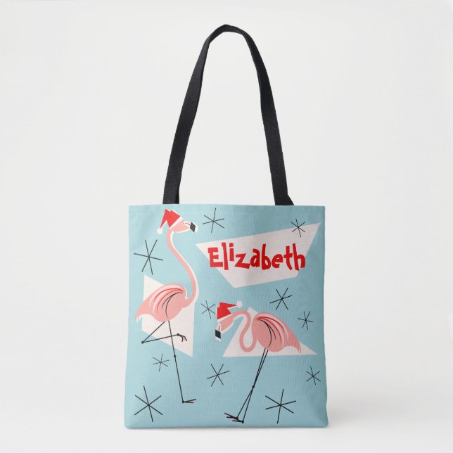 Flamingo Santas Blauer Name überall (Vorderseite)