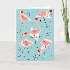 Flamingo Santas Blue Frohe Weihnachten