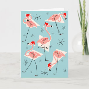 Flamingo Santas Blue Frohe Weihnachten