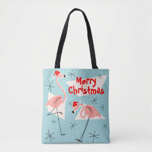 Flamingo Santas Blue Frohe Weihnachten überall