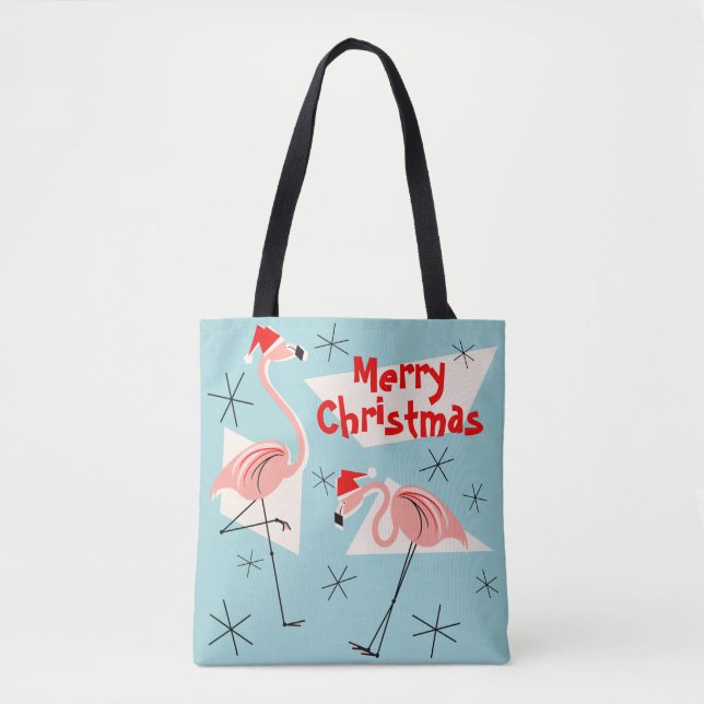 Flamingo Santas Blue Frohe Weihnachten überall (Vorderseite)