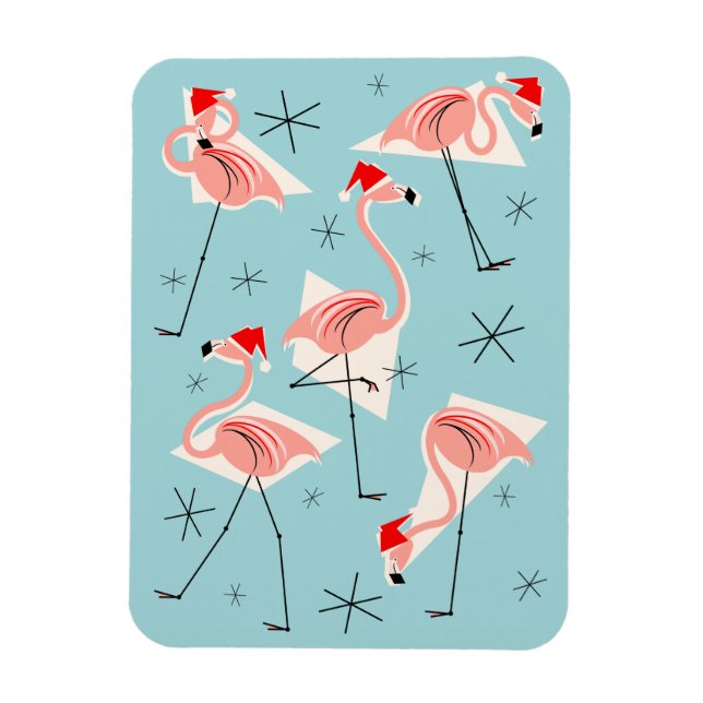 Flamingo Santas Blue Magnet flexibles Portrait (Vertikal)