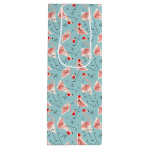 Flamingo Santas Blue Multi Geschenktüte Wein Für Weinflaschen