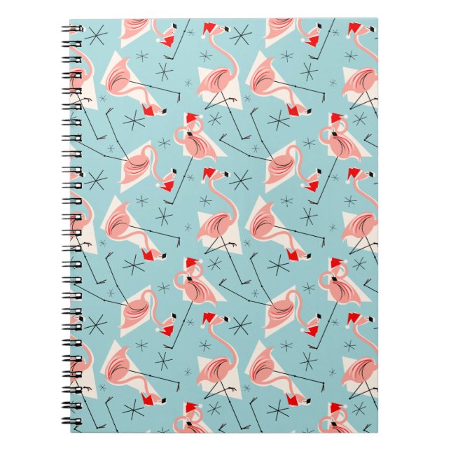 Flamingo Santas Blue Multi Notebook Notizblock (Vorderseite)