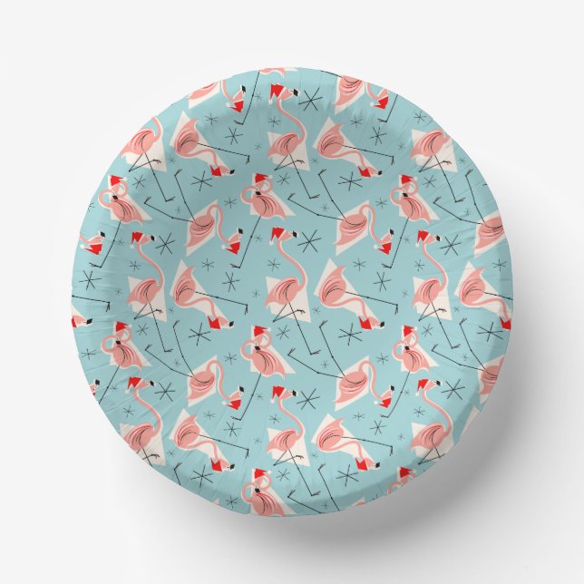 Flamingo Santas Blue Multi Pappteller (Vorderseite)