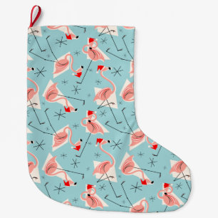 Flamingo Santas Blue Multi Strumpf Großer Weihnachtsstrumpf