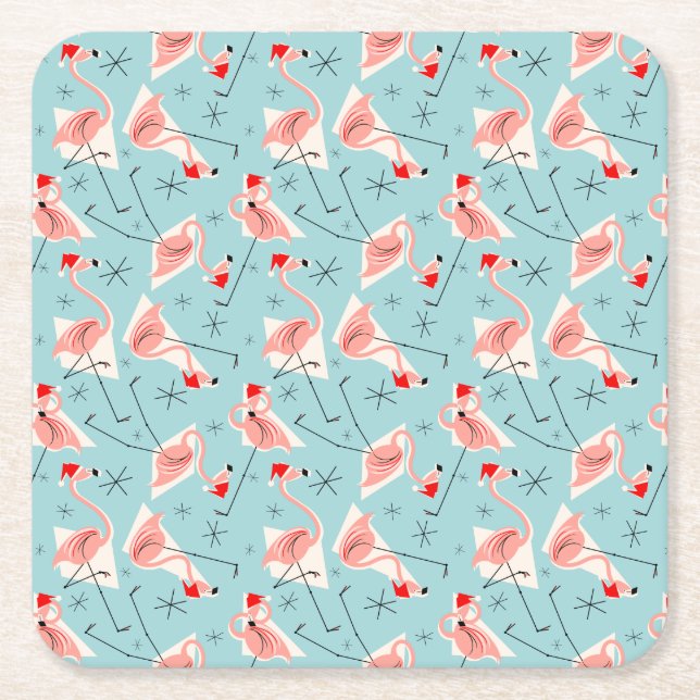 Flamingo Santas Blue Multi Untersetzer Platz (Vorderseite)