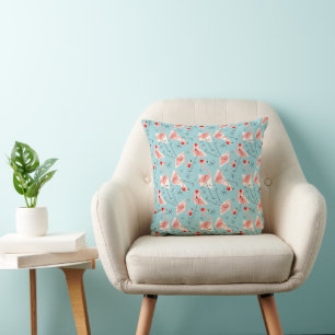 Flamingo Santas Blue Multi Wurfkissen Quadrat Kissen