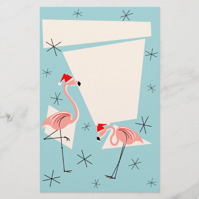 Flamingo Santas Blue Schreibery Briefpapier (Vorderseite)
