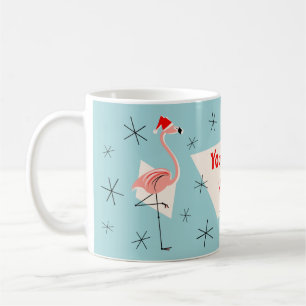 Flamingo Santas Blue Your Text Tasse