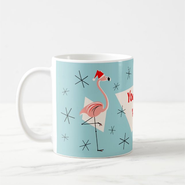 Flamingo Santas Blue Your Text Tasse (Links)