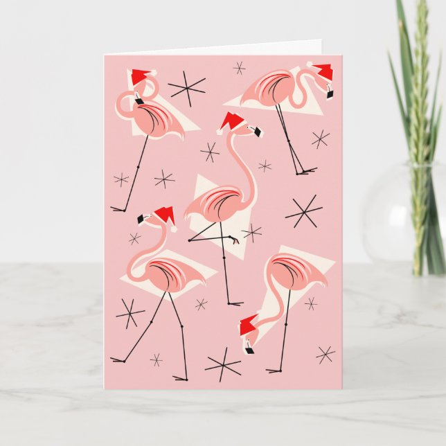 Flamingo Santas Pink Frohe Weihnachten (Vorderseite)
