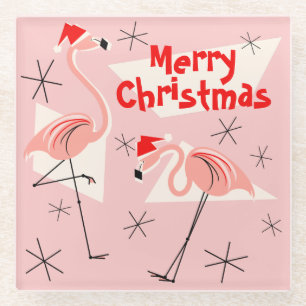 Flamingo Santas Pink Frohe Weihnachten Untersetzer