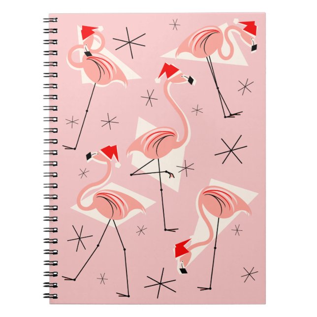 Flamingo Santas Pink Notebook Notizblock (Vorderseite)