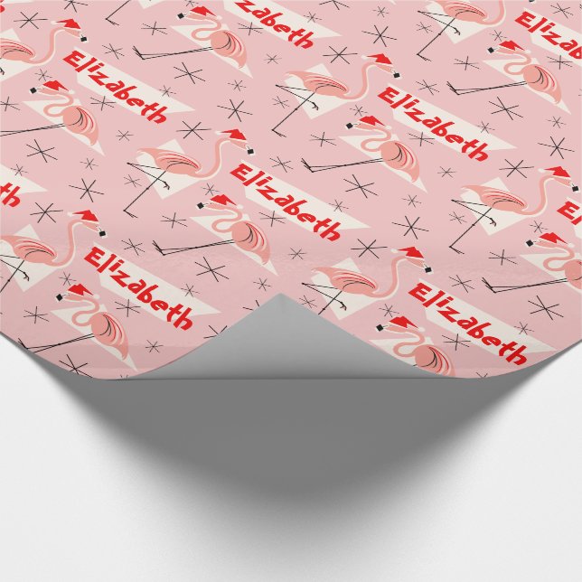 Flamingo Santas Pink Umhüllungspapier Geschenkpapier (Ecke)