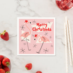 Flamingo Santas Rosa Frohe Weihnachtscreme Serviet Serviette