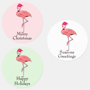 Flamingo Santas Weihnachtsgrüße Etiketten