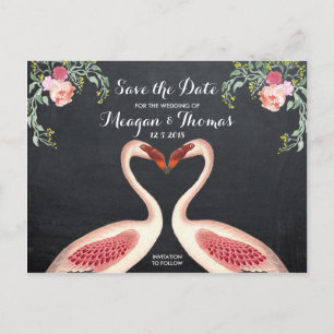 Flamingo-Save the Date Chalkboard-Stil Ankündigungspostkarte