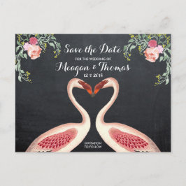 Flamingo-Save the Date Chalkboard-Stil Ankündigungspostkarte