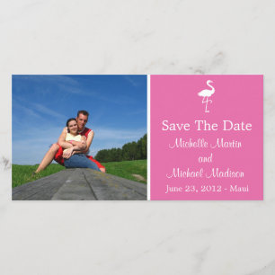 Flamingo-Save the Date-Fotokarte (Dunkelrosa) Save The Date