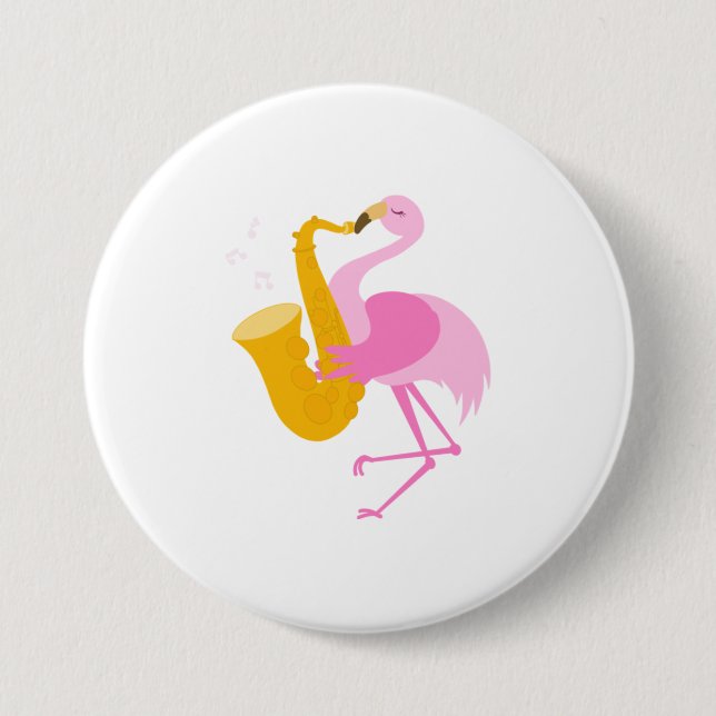 Flamingo Saxophon Saxophon Saxophonist Funn Button (Vorderseite)