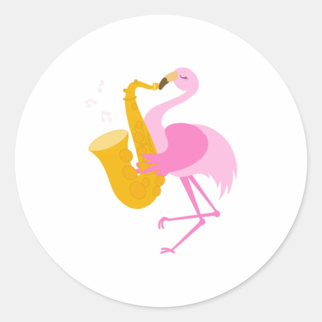 Flamingo Saxophon Saxophon Saxophonist Funn Runder Aufkleber (Vorderseite)