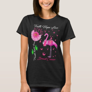 Flamingo-Schmetterling Glaube Liebe Brustkrebs T-Shirt