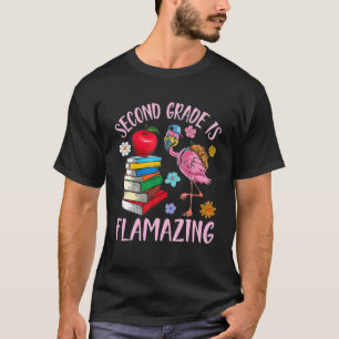 Flamingo Schüler glücklich zurück Schule zweite Kl T-Shirt