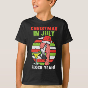 Flamingo Schwarm Ja Weihnachten im Juli Retro Somm T-Shirt