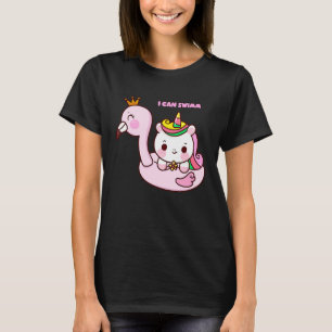 Flamingo schwimmt süßes Pferd T-Shirt