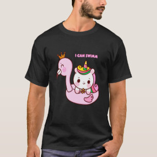 Flamingo schwimmt süßes Pferd T-Shirt