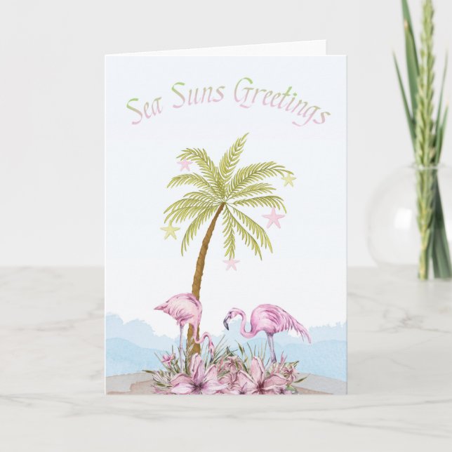 Flamingo Sea Suns Gruß Weihnachten (Vorderseite)