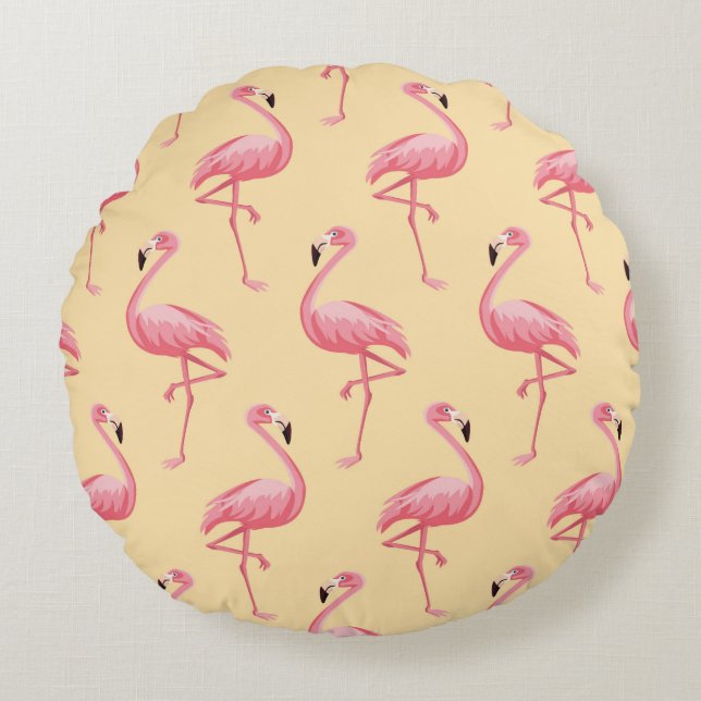 Flamingo seamless pattern background. Pink flaming Rundes Kissen (Vorderseite)