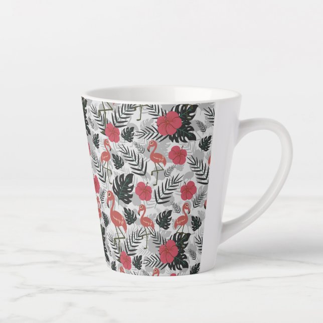Flamingo seamless pattern with floral background milchtasse (Rechts)