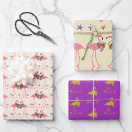 Flamingo Seas und Grüße Weihnachten Geschenkpapier Set