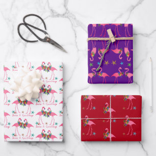 Flamingo Seas und Grüße Weihnachts Wrapping Pap Geschenkpapier Set