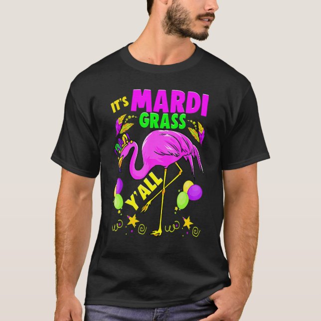 Flamingo Sein Mardi Gras Yall Carnival Jester Hat  T-Shirt (Vorderseite)