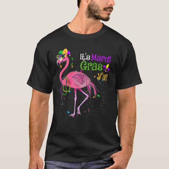 Flamingo Sein Mardi Gras Yall Carnival Jester Hat  T-Shirt (Vorderseite)