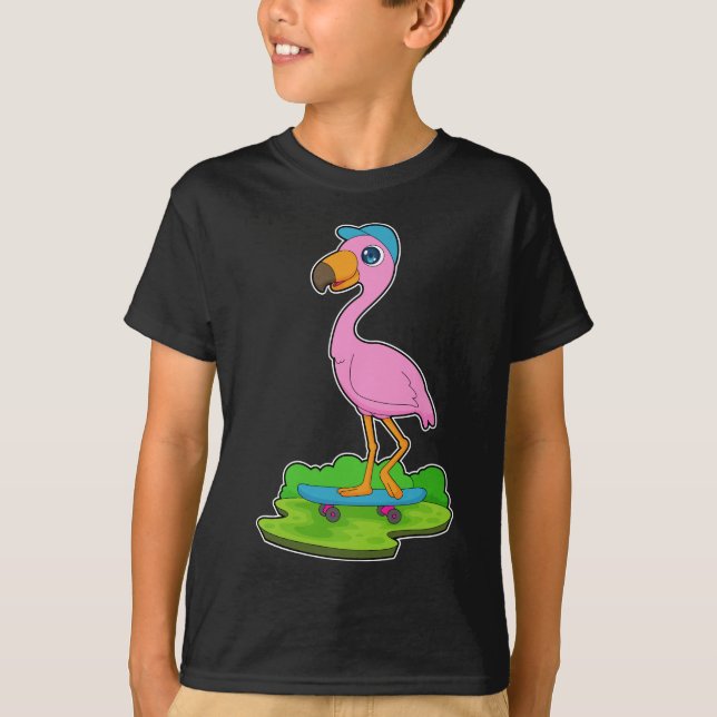 Flamingo Skater Skateboard T-Shirt (Vorderseite)