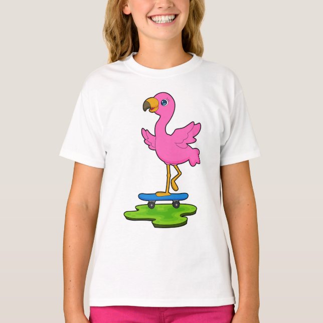 Flamingo Skater Skateboard T-Shirt (Vorderseite)