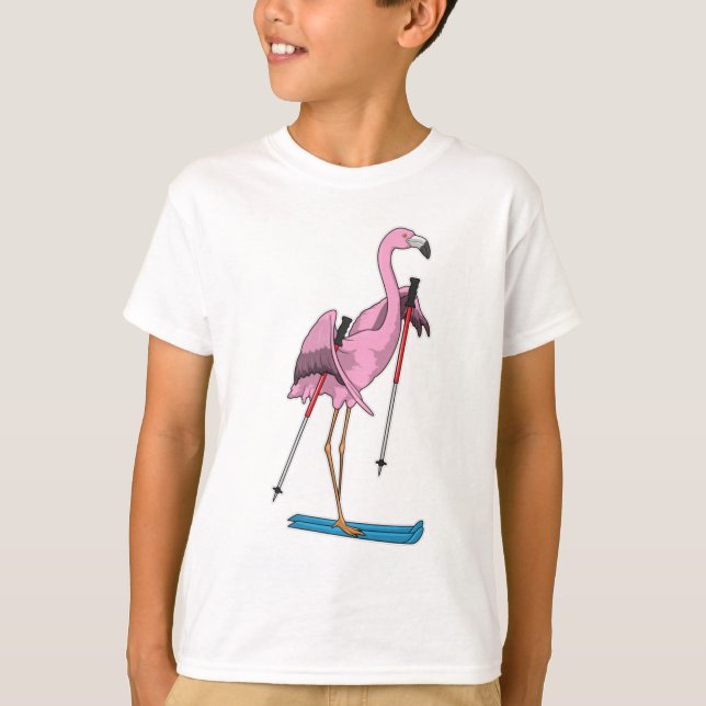 Flamingo Skier Ski T-Shirt (Vorderseite)