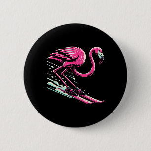 Flamingo Skifahren Langlaufen für Männer Frauen Ki Button