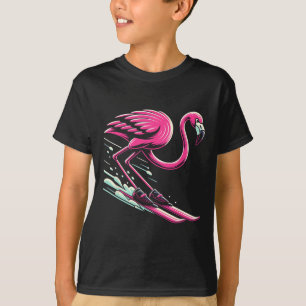 Flamingo Skifahren Langlaufen für Männer Frauen Ki T-Shirt