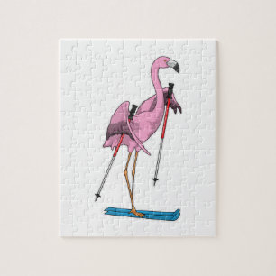 Flamingo Skifahrer Ski Puzzle