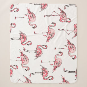 Flamingo-Skizze: Tropisches Vintage-Muster. Sherpadecke