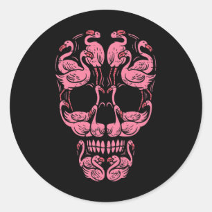 Flamingo Skull Breast Cancer Awareness Halloween W Runder Aufkleber