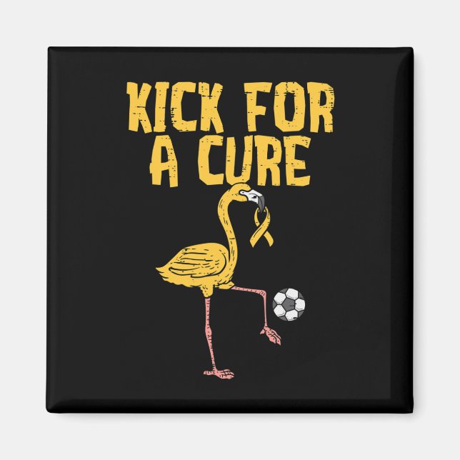 Flamingo Soccer Kick For A Cure Childhood Cancer A Magnet (Vorne)