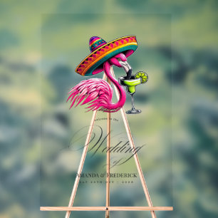 Flamingo Sombrero und Margarita Fiesta Willkommen Acrylschild
