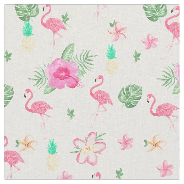 Flamingo-Sommer-Blumen des Watercolor rosa Stoff (Nahaufnahme)